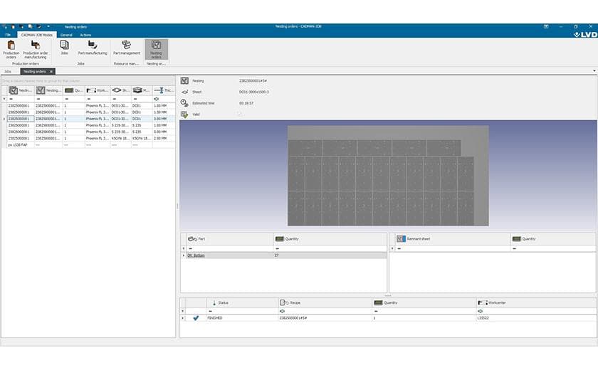 CADMAN-JOB production planning view