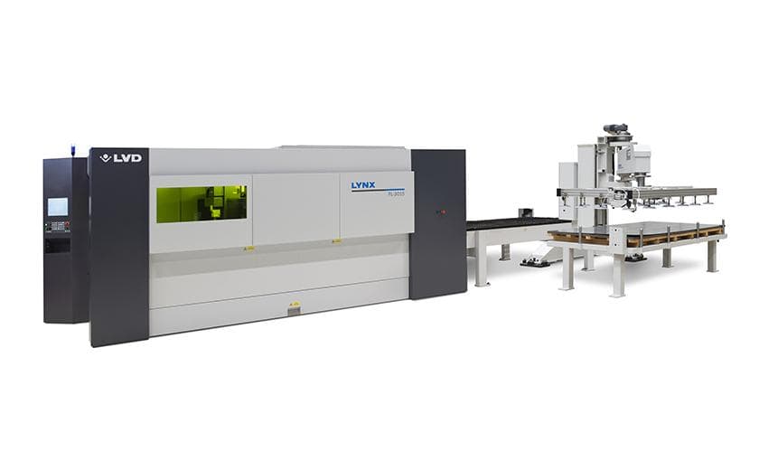MOVit load-assist system transferring a worksheet to an LVD laser cutting machine