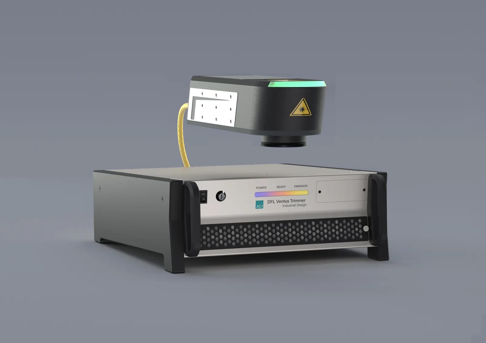 ACI DFL Ventus Trimmer in the 19-inch industrial-design housing, with its marking head