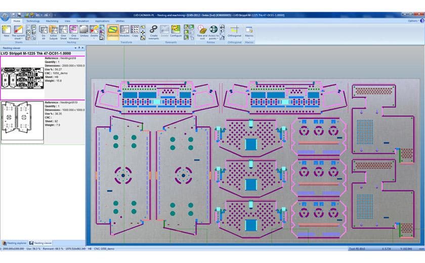 CADMAN-P punching program software with part nesting