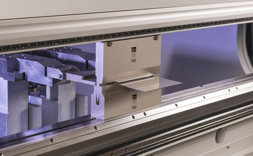 LVD press brake tooling performing a hemming operation on sheet metal
